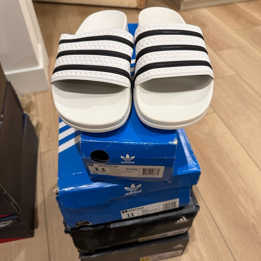 Adidas White Adilette Slides